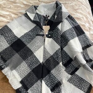 Plaid Black and White Women's Cape